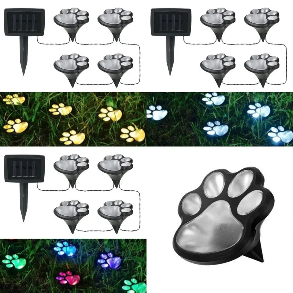 

4 шт., солнечная каменная лампа в форме кошачьего когтя, автоматическое включение/выключение, водонепроницаемая уличная лампа с когтями собаки, декоративная солнечная ландшафтная лампа для животных