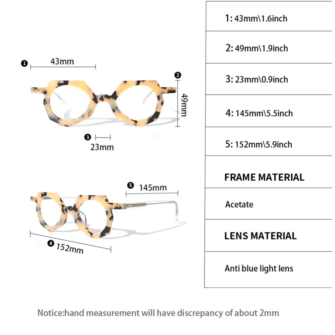 Irregular Acetate Optical Reading Glasses Frames Men Women Handmade Vintage Myopia Prescription Eyeglasses New Designer Reader