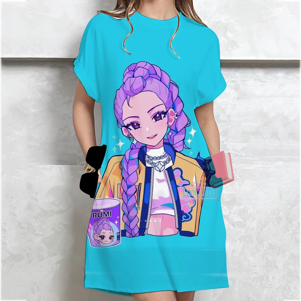 Mode KPop démon Huntersprint T-shirt Style Mini robes été décontracté robe ample robes