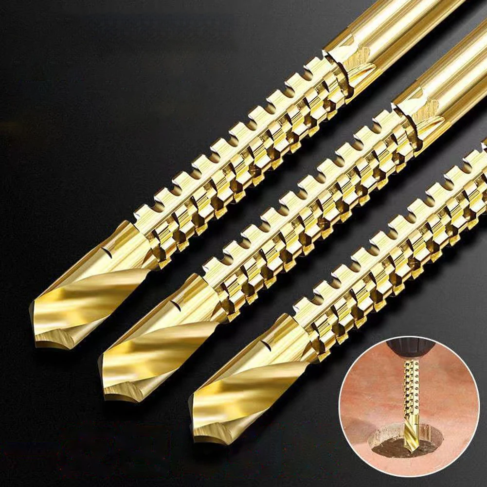 Set di punte da trapano da 6 pezzi realizzati con acciaio ad alta velocità e placcatura, ideale per scanalare e scanalare di metallo, legno e pannelli in plastica