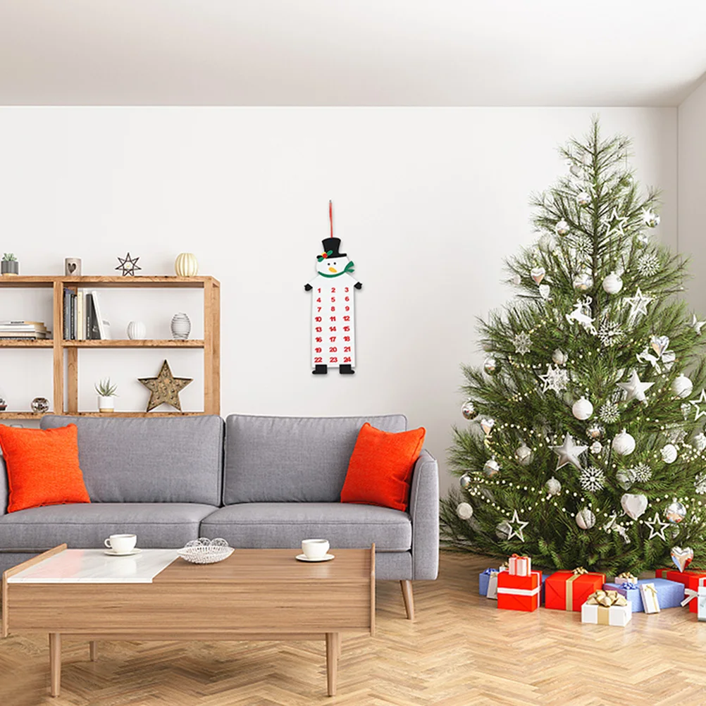 

2Pcs Christmas Felt Calendar Decorative Wall Hanging Felt Advent Calendar Xmas Door Pendant Home Front Door Festival Decor