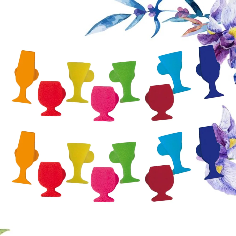 

16Pcs Silicone Wine Glass Labels Multicolor Glasses Markers Reusable Party Decor Recognizer Tools for Gatherings