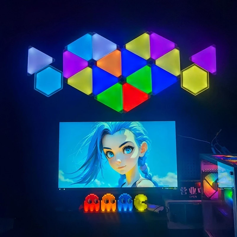 

Intelligent strange light board pickup rhythm music quantum light, triangular splicing wall light e-sports atmosphere light
