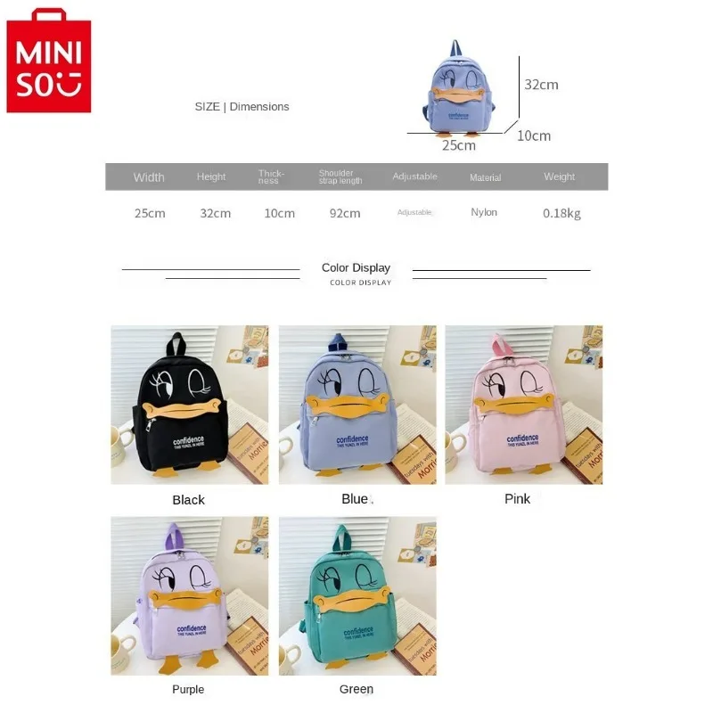 MINISO ransel perjalanan luar ruangan kartun Disney tas penyimpanan kapasitas besar cetak lucu Donal Bebek kualitas tinggi pelajar