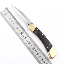 110 112 Pocket Folding Knife D2 Blade Single Action Brass + Wooden Handle Tactical EDC Utility Knife Camping Hunting Knife Gift