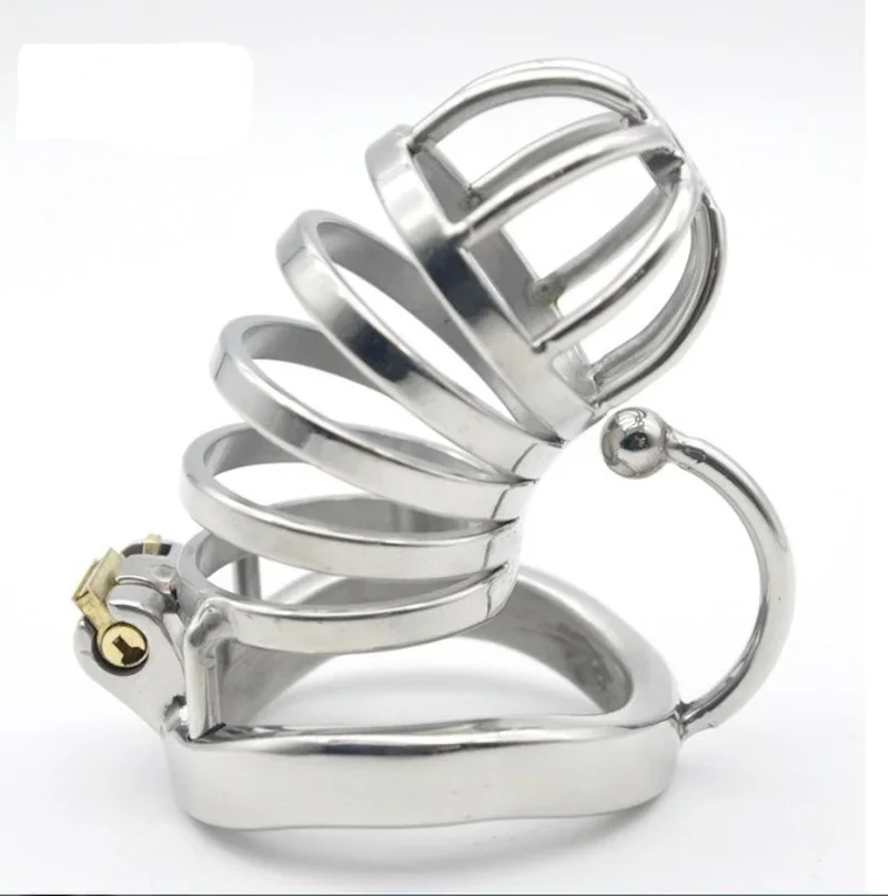 Male Stainless Steel Chastity Cage Device CBT Slave Gay Cage Ring Chastity Belt Metal Chastity Cage with Base Arc Ring Sexy Toys