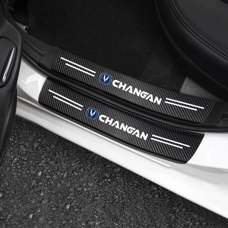 4Pcs Car Stickers Threshold Strip Carbon Fiber Interior Decoration For Changan CX70 CS55 CS75 Plus CS35 CS95 Car Accessories