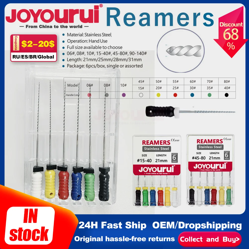 

Dental Reamers Files 25mm 31/21MM Root Canal R Files 6pcs/pack Stainless Steel Handuse Endodontic File Dental Instruments Needle