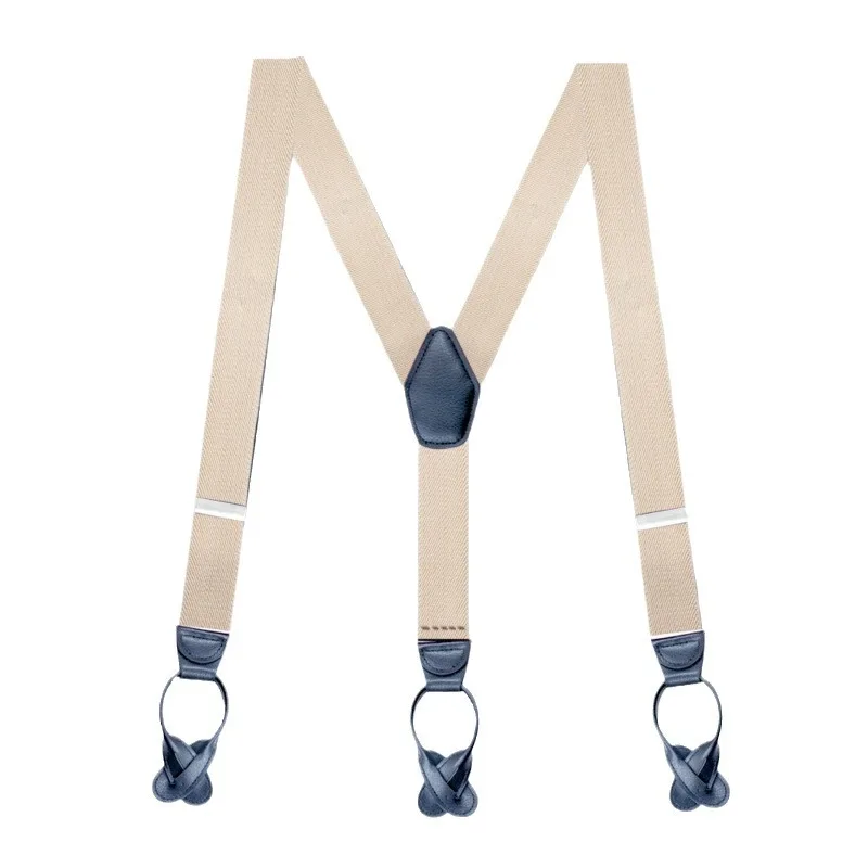 Men and women universal 35MM monochrome elastic button 6 clip pants, adult suspenders, fat plus long suspenders men