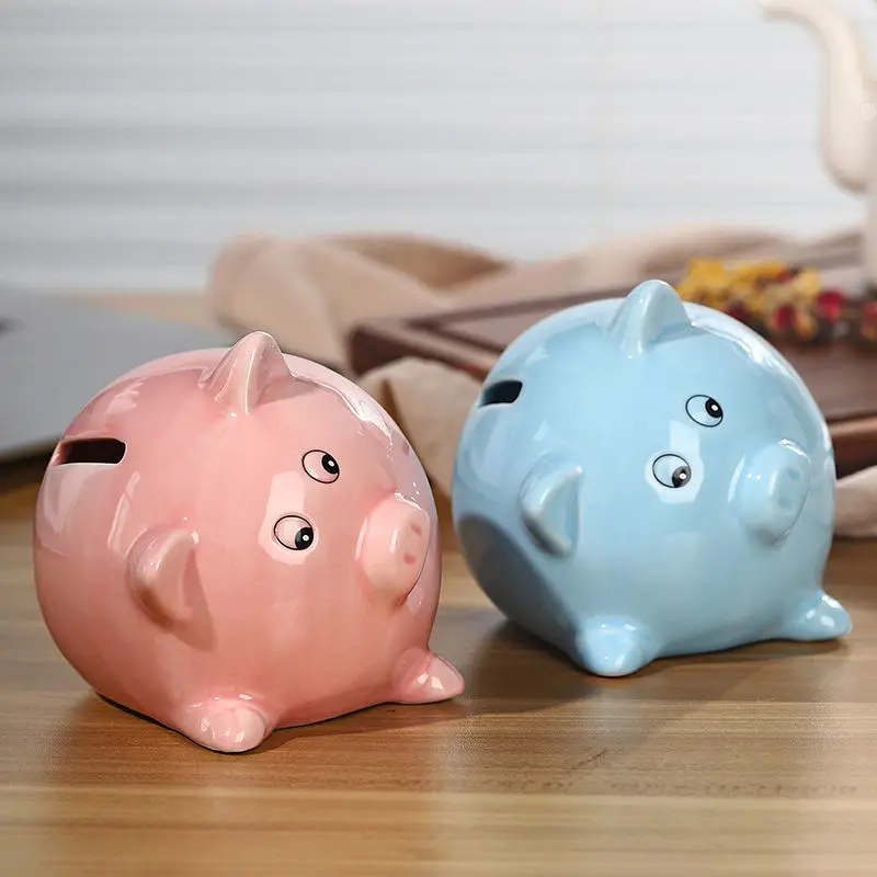 Cute Cartoon Little Pig Money Jar, Ceramic, Cute and Cute Da Wei Pig Change Money Jar, Children\'s Birthday Gift, Financial Gift