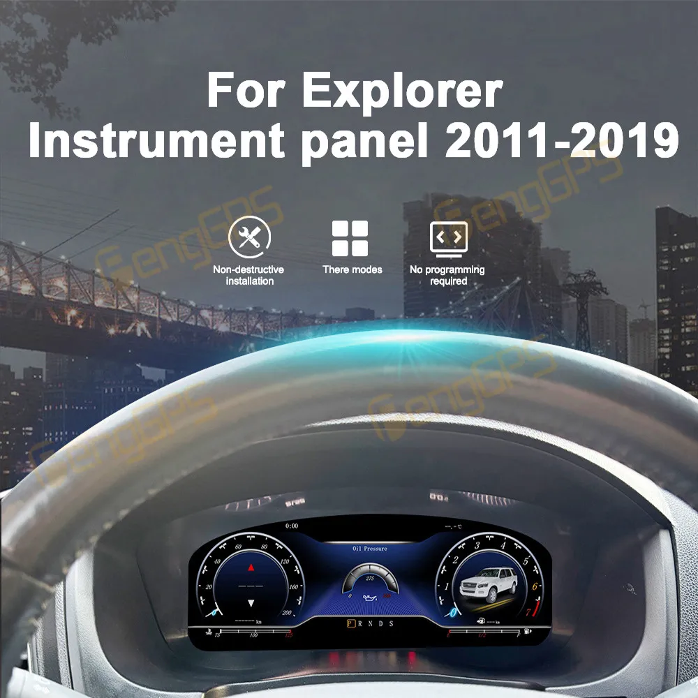 

12,3-дюймовый цифровой кластерный одометр, экран для Ford Explorer 2011-2019, ЖК-дисплей, приборная панель, виртуальный измеритель скорости кабины, приборная панель автомобиля