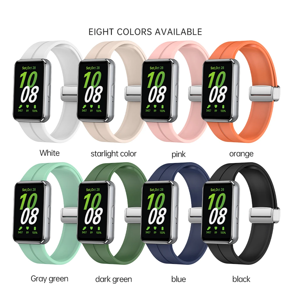 

Silicone Strap Adjustable Replacment Sport Watch Bands Magnetic Folding Buckle Quick Release Breathable for Samsung Galaxy Fit 3