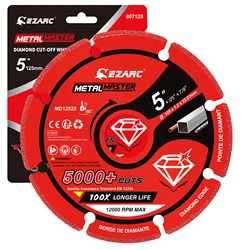 5'' x 7/8'' Diamond Cutting Wheel for Metal, Cut Off Wheel with 5000+ Cuts on Rebar, Steel, Iron and INOX