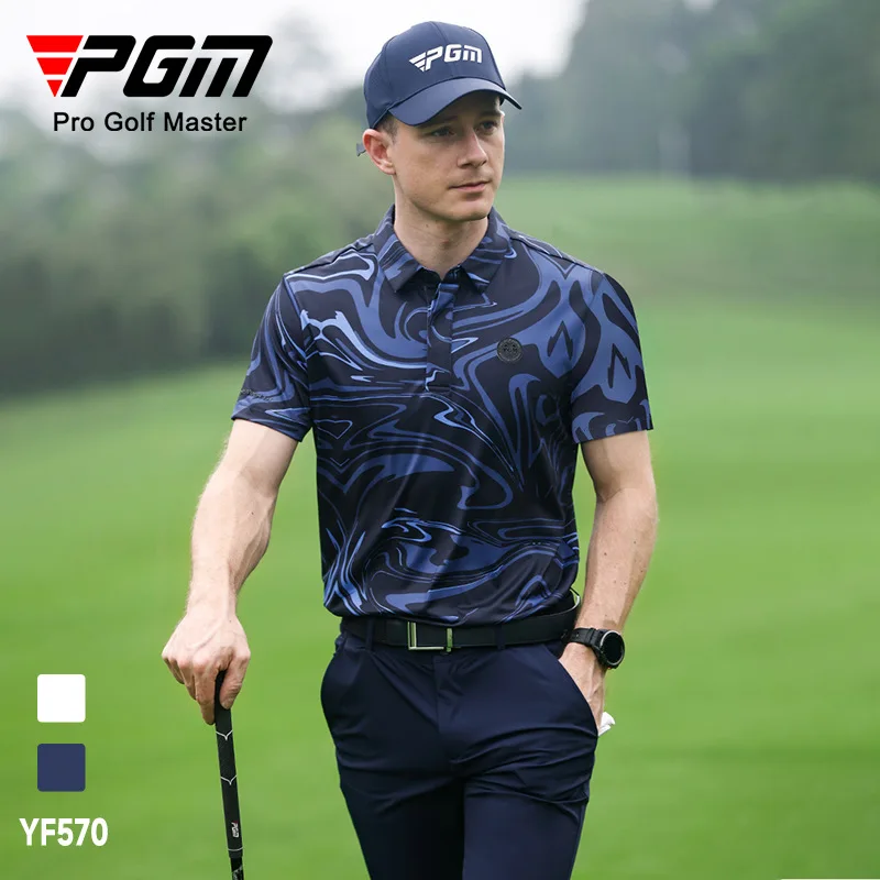 PGM Golf Men's Summer Men's Short Sleeved Sports T-shirt Moisture Wicking Quick Drying and Soft Elastic Top Golf