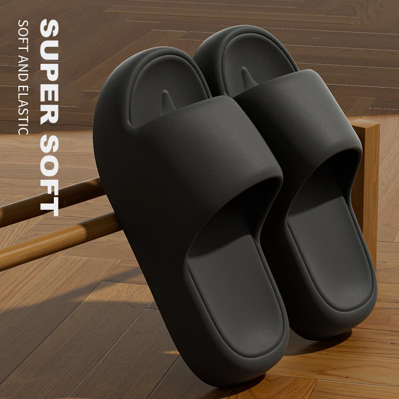 Unisex Bathroom Slippers Cloud Cushion Slides Summer Flat Sandals Thick Platform Shoes Man Indoor Non-Slip Couple Flip Flops