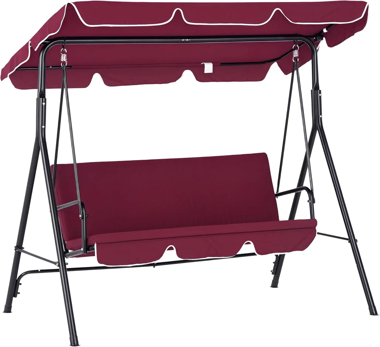 

3-Seat Outdoor Patio Swing Chair with Removable Cushion, Steel Frame Stand and Adjustable Tilt Canopy for Patio,