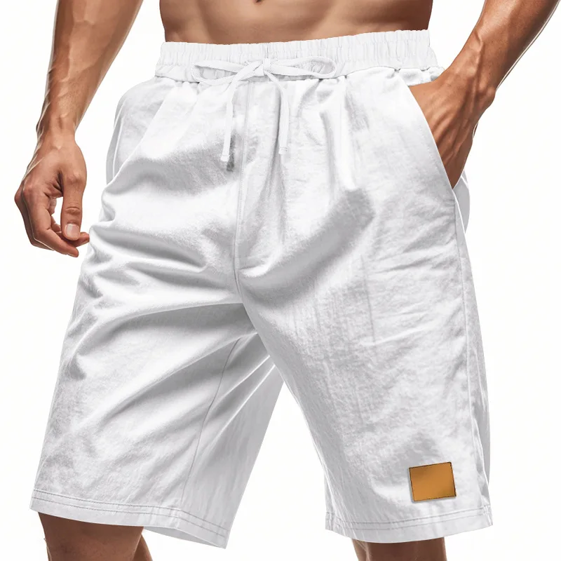 

Men's Linen Blend Drawstring Waist Casual Beach Shorts