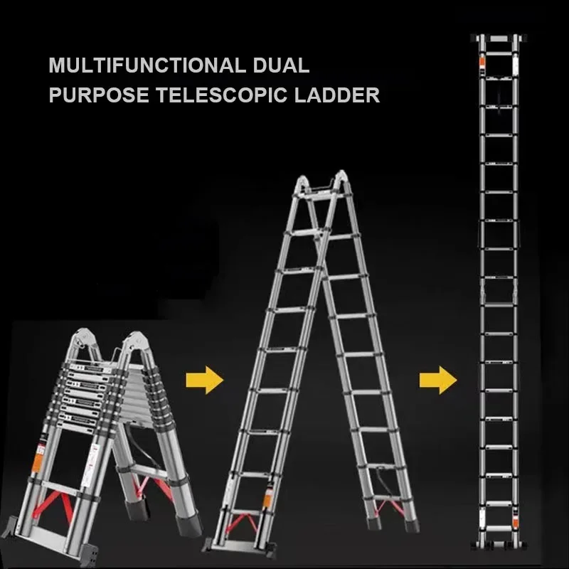 3.4/4.2M Household Telescopic Ladder Portable Thickened Ladders Engineering Outdoor Folding Ladder