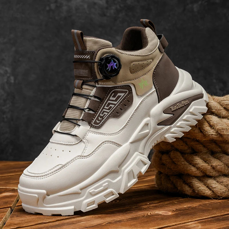 أحذية رجالية عالية الجودة 2025 خريف جديد عصري ماركة أحذية رياضية جلدية متعددة الاستخدامات للرجال في الهواء الطلق المضادة للانزلاق سميكة سوليد #2