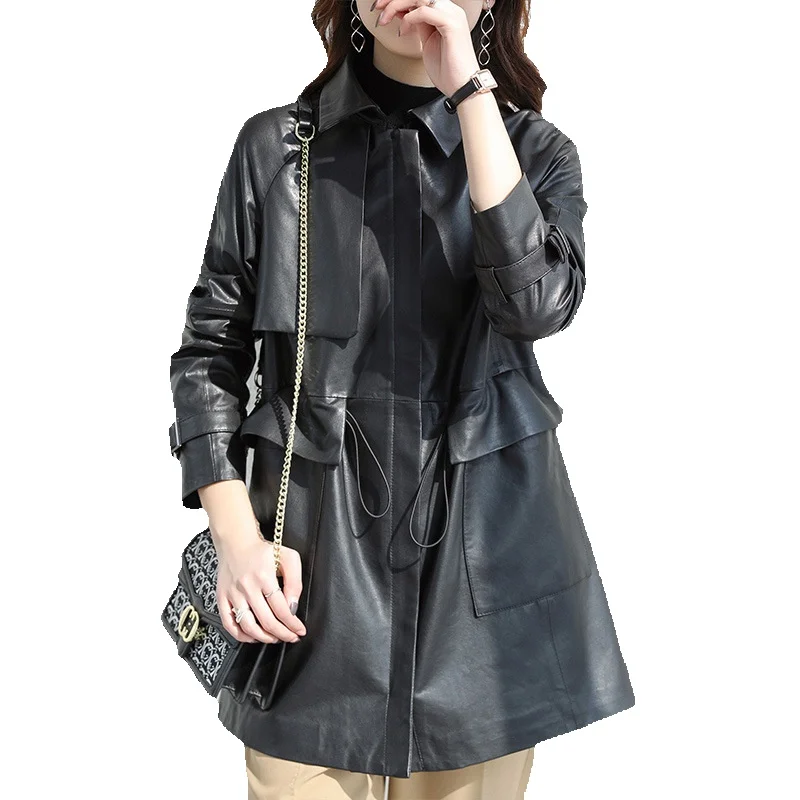 

New Sheepskin Genuine Leather Clothing Fashionable And Stretching Windbreaker Style Genuine Leather Clothing