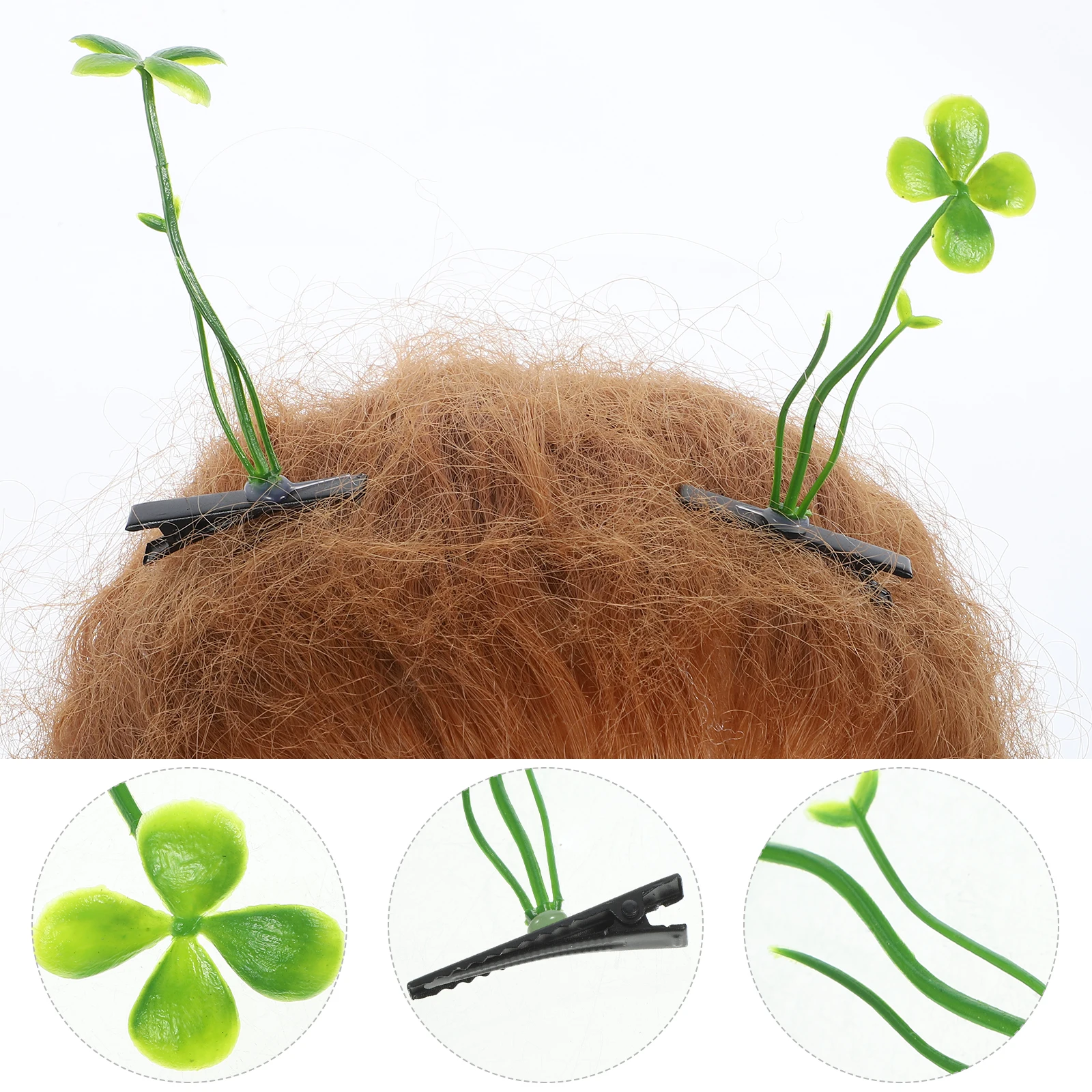 

30pcs Clover Hairpin Kids Girls Accessories Plastic Grass Spring Clips Teen Hair Decor Plant Barrettes Sprout Pins