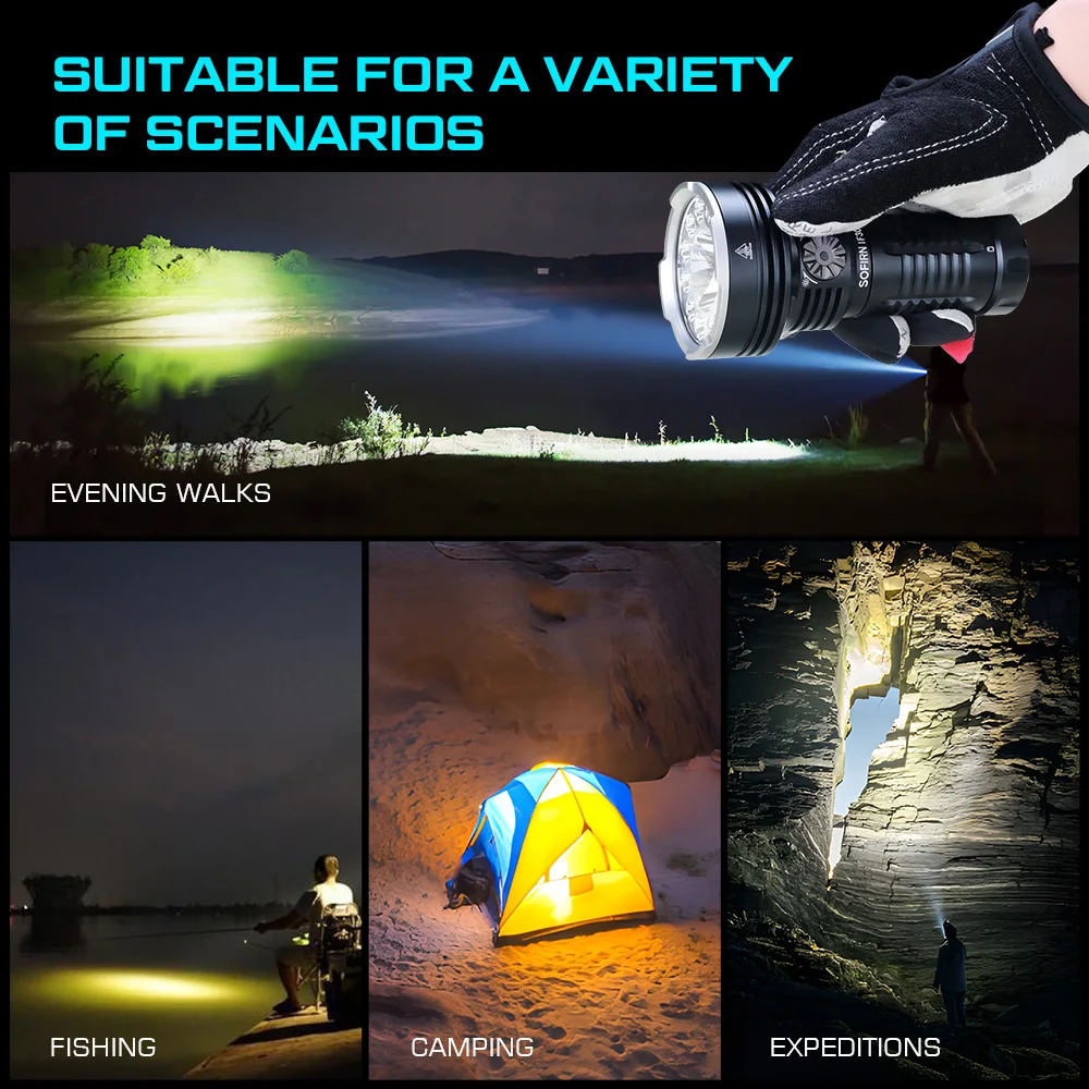 Sofirn IF30 Powerful  USB C Rechargeable EDC Flashlight IPX8 Waterproof 32650 12000lm SFT40 Lamp Portable Torch