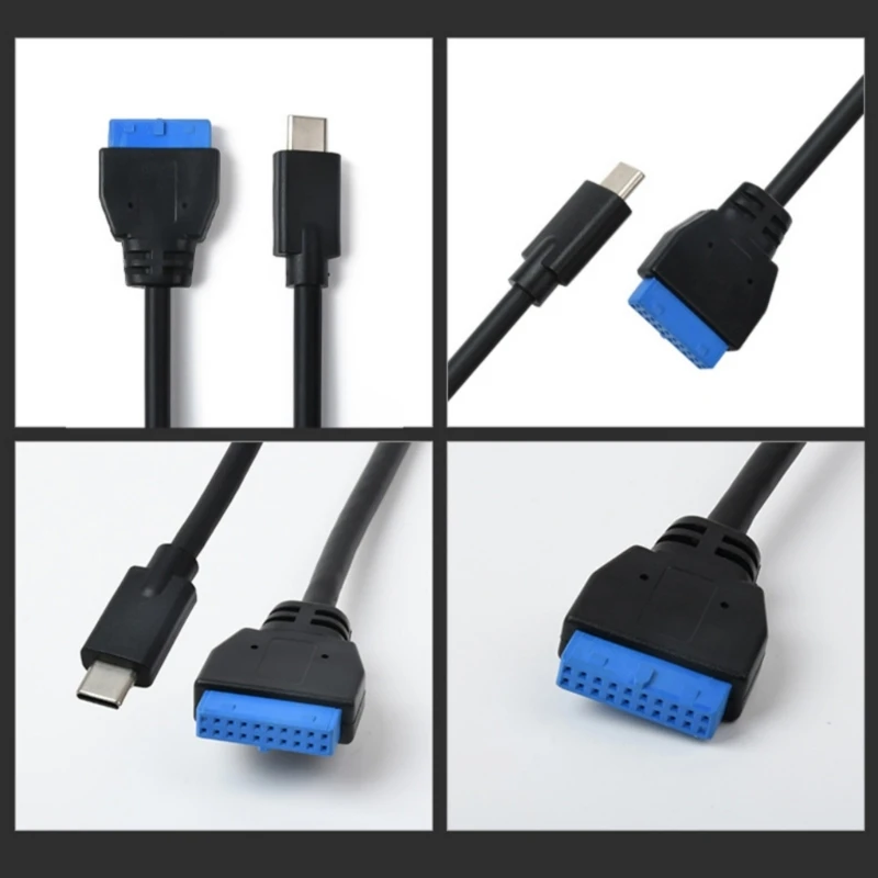 Cable adaptador de Cable de extensión de cabezal tipo C M/F a IDC20P F/M Cable de datos de 20 pines para placa base de ordenador 50CM/100CM