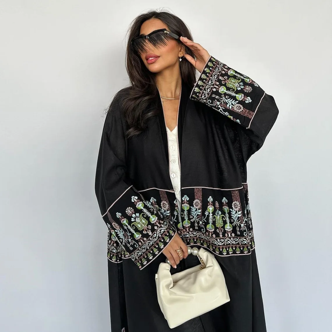 

Eid Muslim Embroidery Abaya for Women Open Abayas Jalabiya Party Dresses Islamic Dubai Kaftan Vestidos Largos Long Robe 2025