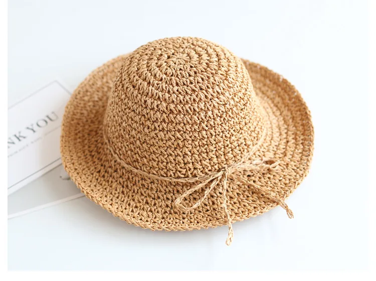 Summer New Parent-child Straw Hat Girl Casual Solid Foldable Big Brim Holiday Hats Baby Boy Beach Fisherman\'s Cap