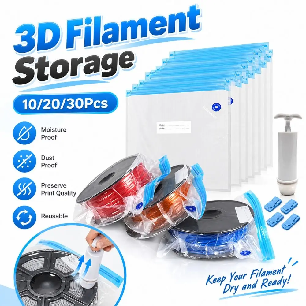 Reusable 3D Printer Vacuum Bags Dust Resistant Double Seal 3D Filament Storage Moisture Resistant Hand Pump Compatible