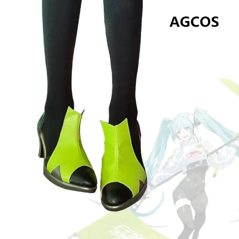 حذاء ss23AGCOS 2022 Miku Racing Cosplay بكعب عالٍ