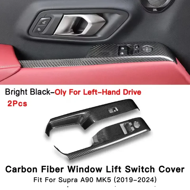 

For Toyota GR Supra A90 A91 Real Dry Carbon Fiber Window Lift Switch Panel Interior Decoration Modification 19-22 Accessories
