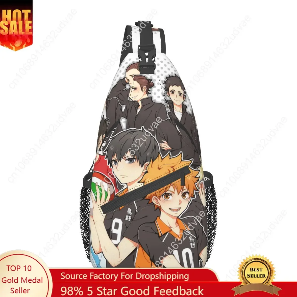 Haikyuu Anime Sling Bag Chest Crossbody Shoulder Backpack Outdoor Sports Daypacks Volleyball Hinata Tanaka Fashion Satchel
