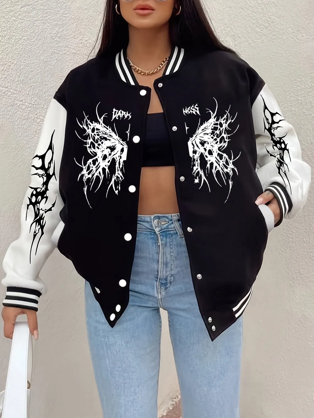 

Бейсбольное пальто с принтом бабочки и мечты, женские повседневные куртки с карманами, зимние флисовые теплые топы, базовая спортивная женская одежда