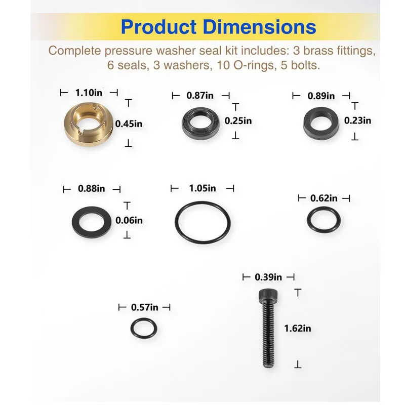 Pressure Washer Seal Kit Compatible with 190595GS 580752550 580752300, Fits for Briggs & Stratton 190595GS, 190711GS, 193807GS