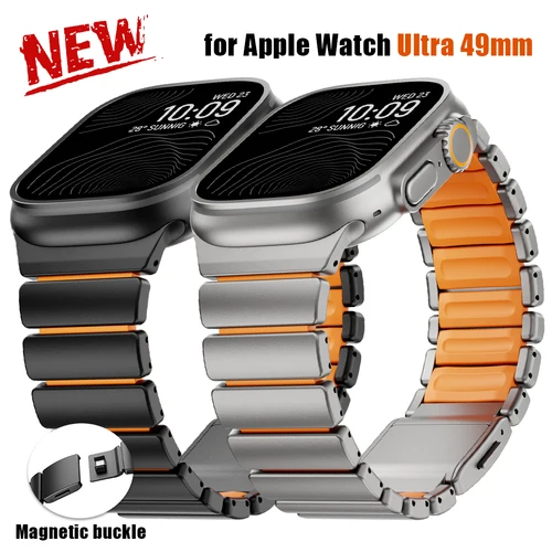 Correa De Titanio + Silicona Para Apple Watch Ultra 3/2/1