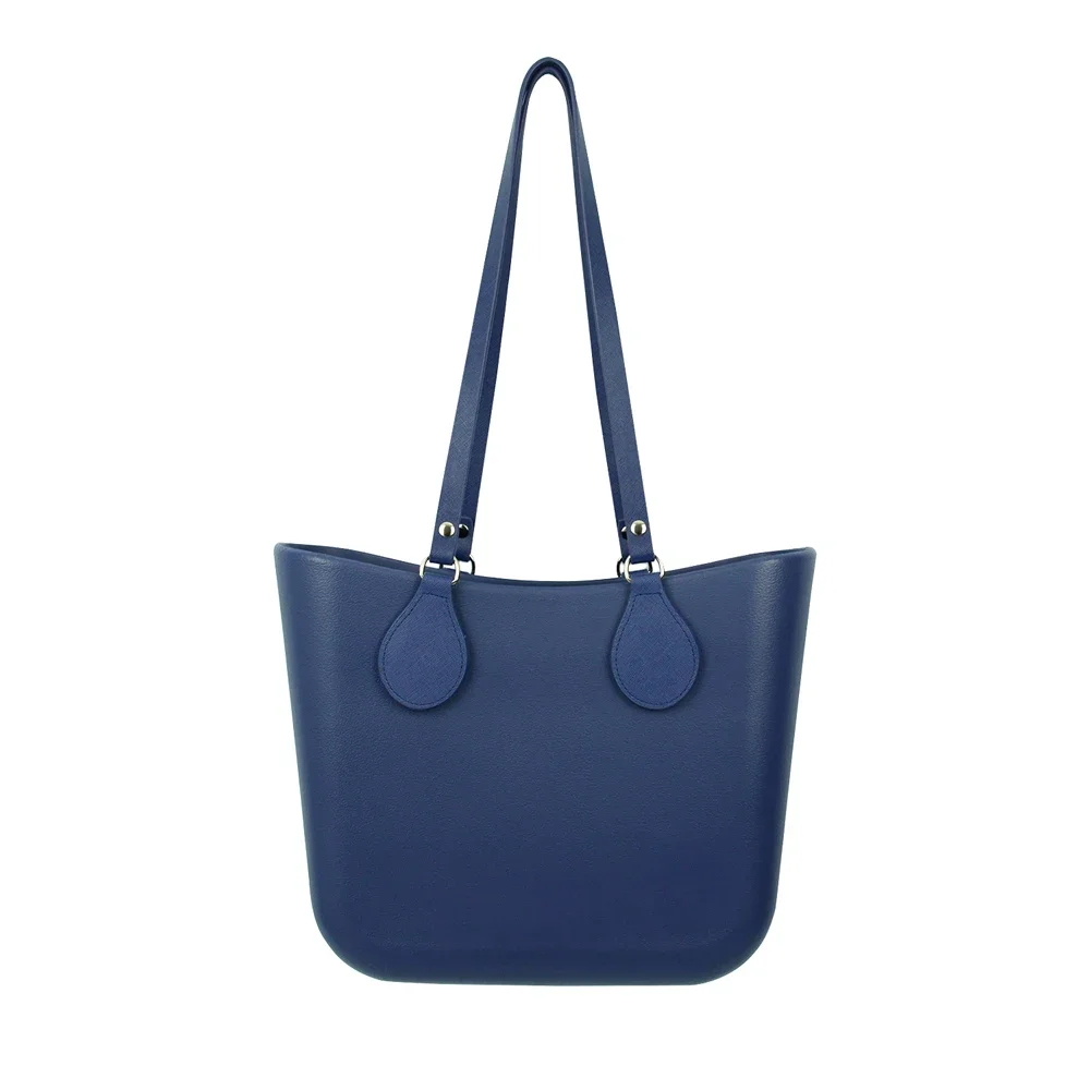 New Arrival Tanqu Long Edge Painting Handles Leather Flat PU Belt Drop End with Silver Rivet for OBag for EVA O Bag Body