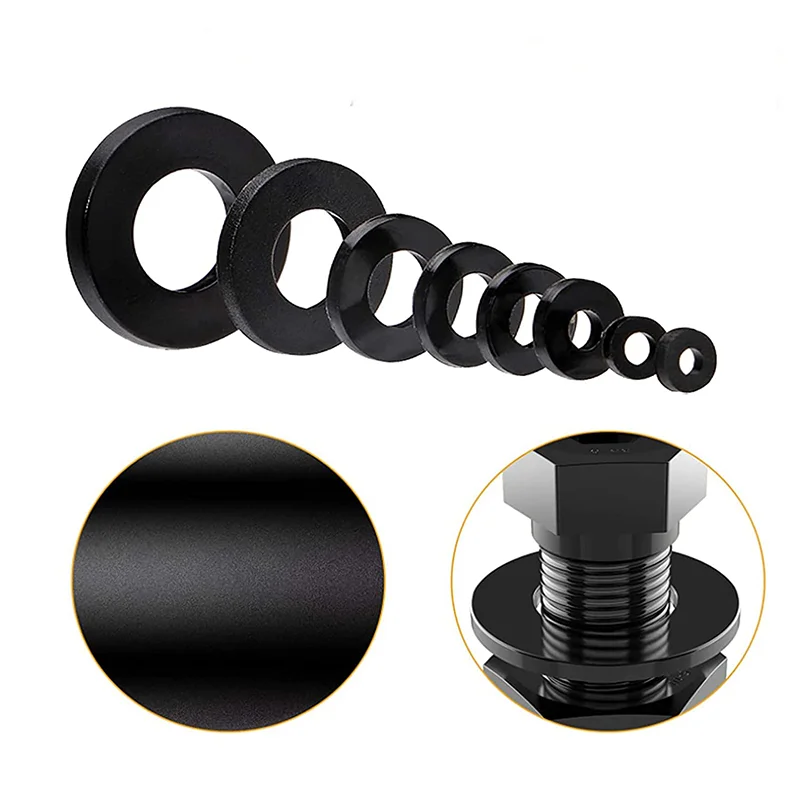 

800/500pcs Nylon Flat Washer Insulation Spacers Seals Black Washers Set Gasket Ring M2 M2.5 M3 M4 M5 M6 M8 M10 M12 for Screw