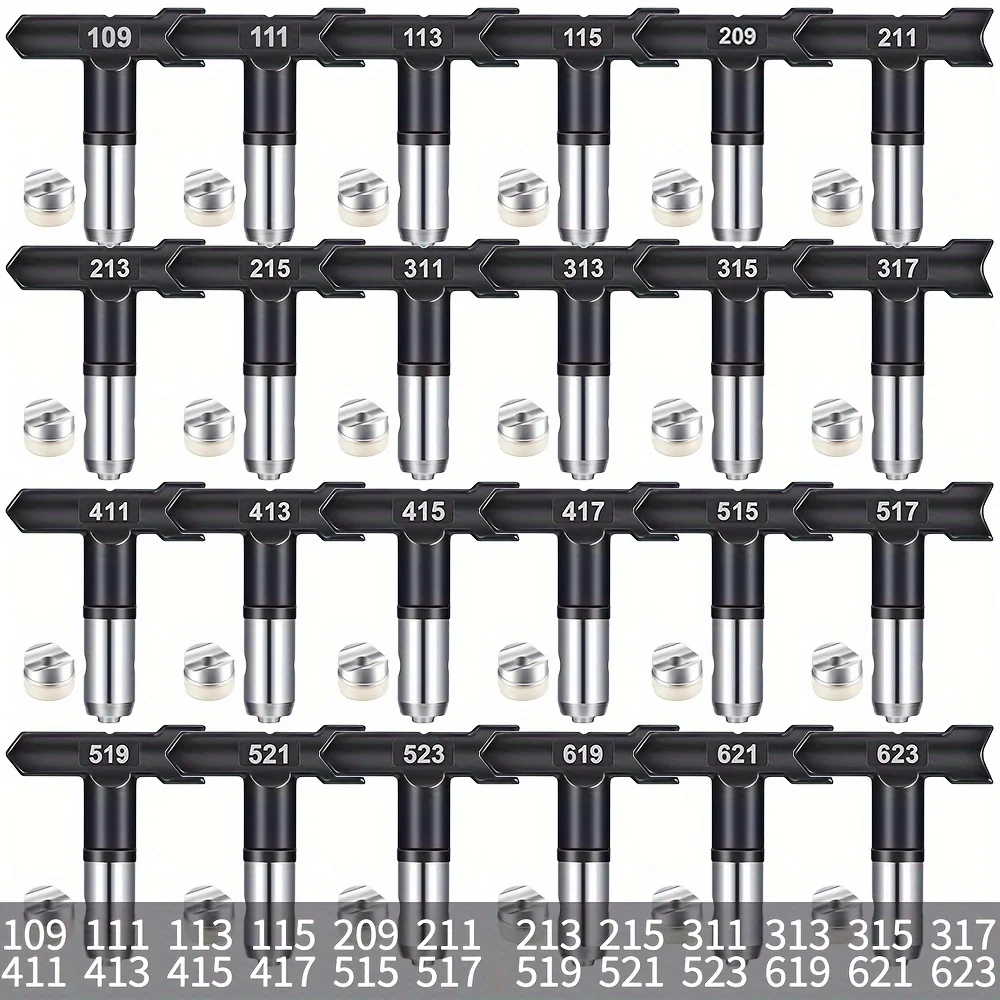 

24 pcs Reversible Spray Tip(109,111,113,115,209,211,213,215,311,313,315,317,411,413, 415,417，517,519,521,523,619,621,623,625), A