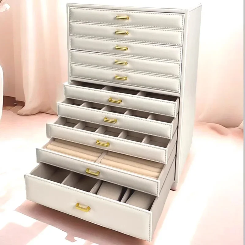 Large Jewelry Box Multilayer Earring Display Ring Holder Stand Necklace Watch Case Jewellery Organizer Accessory Storage Boxes