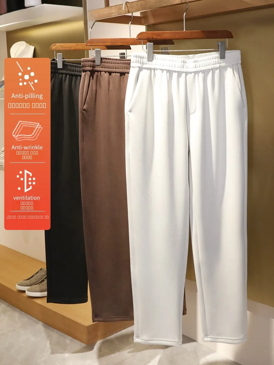 

Men's Casual Sports Pants Lightweight Luxury Spring 2025 Straight Leg Faion Urban Sle Anti-Wrinkle Basic Color 9836