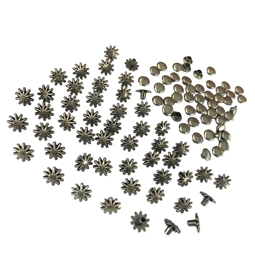 30 Sets Alloy Flower Rivets Studs Accessories for DIY Bags Shoes 8mm