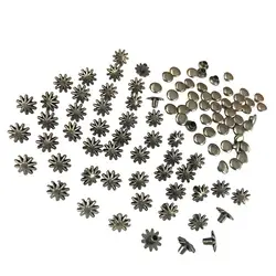 30 Sets Alloy Flower Rivets Studs Accessories for DIY Bags Shoes 8mm