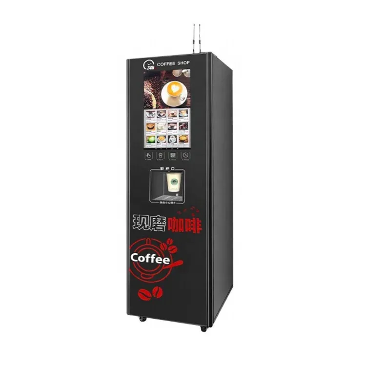 Hybrid self-service coffee vending machine (freshly ground + instant + espresso) hot and cold dual temperature