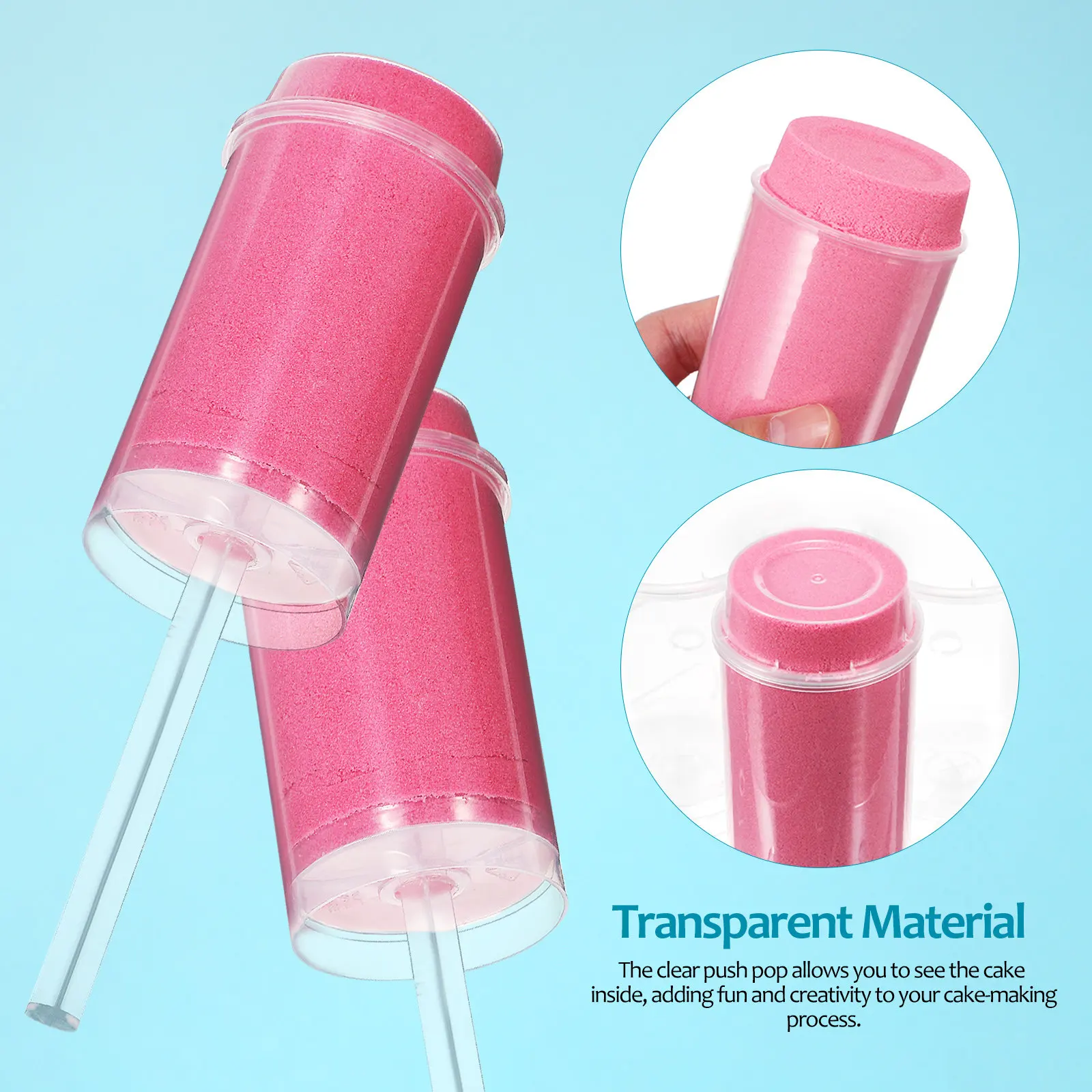 30 Pcs Cake Cone Pop Maker Stickers Transparent Food Grade Material Reusable Bulk Push Pops Containers Party Birthday view 2