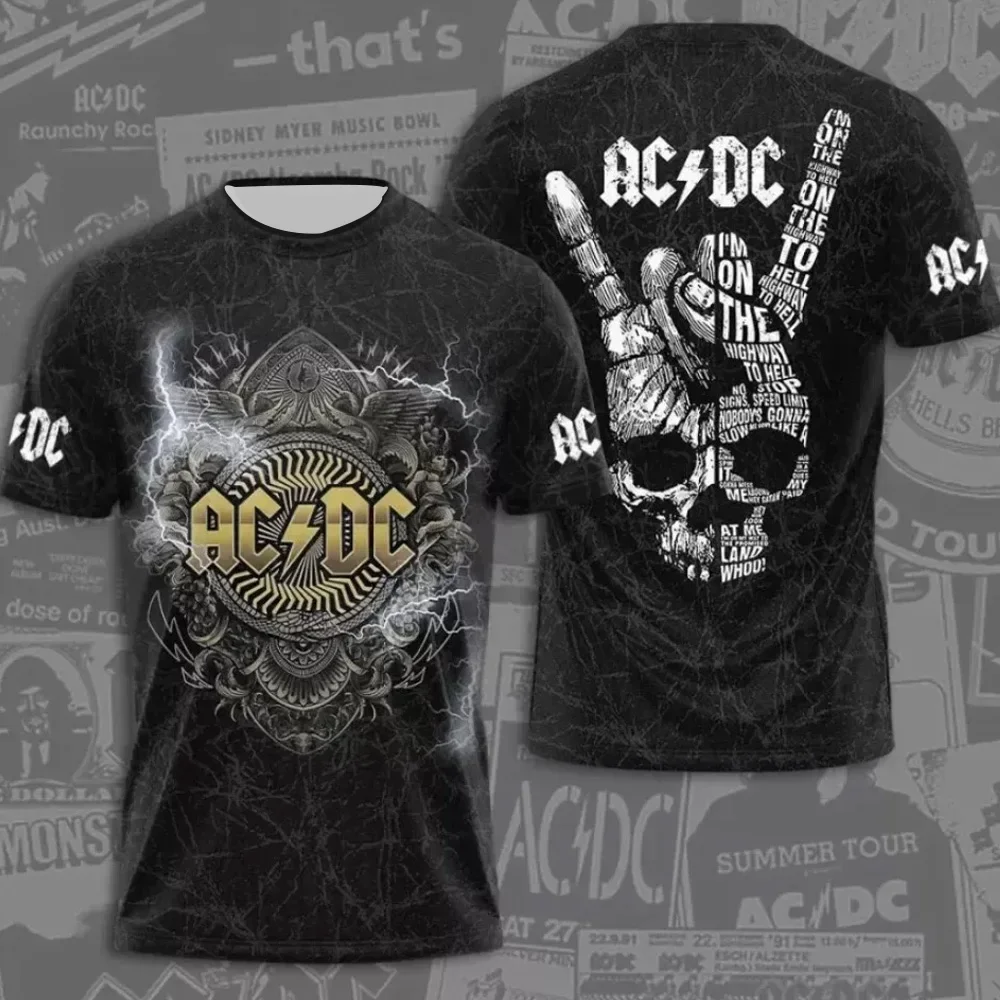 Rock Band T Shirt AC/DC 3D Print Kids Boy Summer Mens Clothing Short Sleeve Tees Hip Hop Fashion Round Neck Casual Shirts Tops