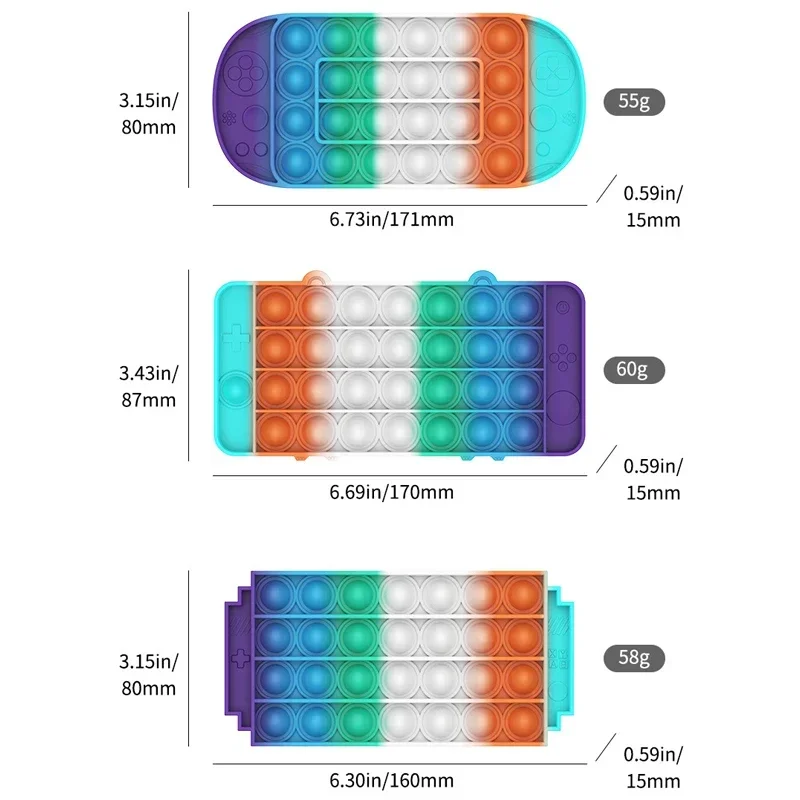 Silikon Tie Dye Game Controller Push Bubble Squeeze Spielzeug Elliptische/Diamant Geformt Anti-Stress Spielzeug für Kinder Erwachsene
