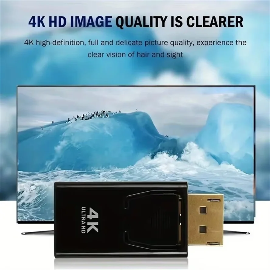 4K DP DisplayPort to HDMI-compatible Adapter Converter Display Port DP to HDMI-compatible HDTV Adapter Video Audio PC Laptop image 2