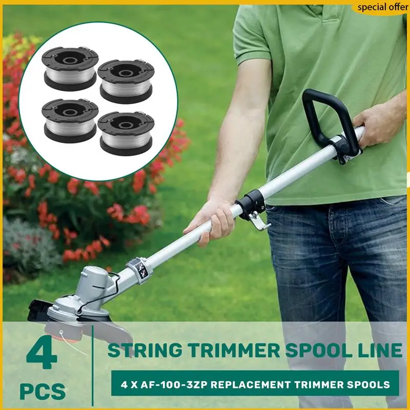 

A50I 4 Pcs Line String Trimmer Multifunctional Autofeed Weed Grass Trimmer Replacement Spool For BLACK+DECKER AF-100-3ZP