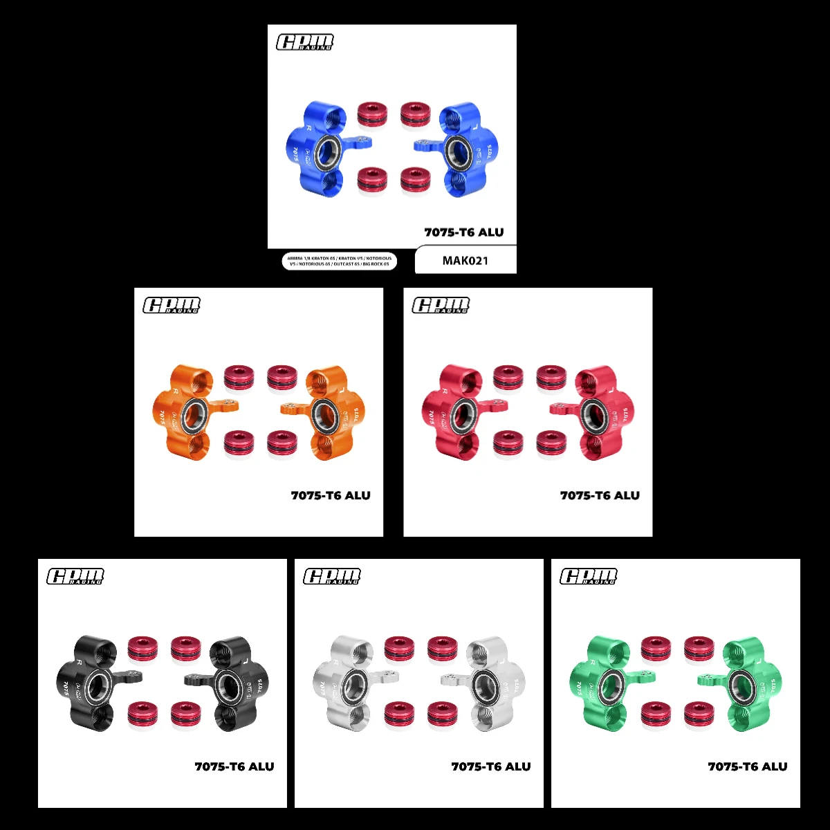 

GPMARRMA Kraton 6S Outcast For 7075 Alloy Front Steering Block Larger Bearings